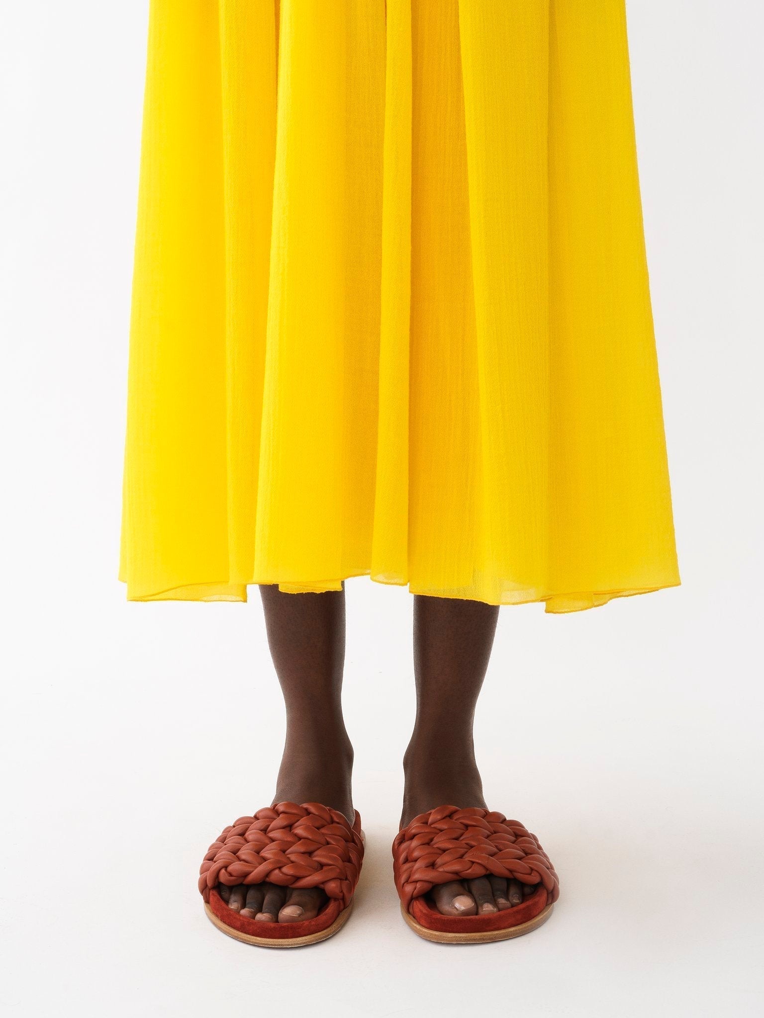Robe midi froncée en laine - Truly Yellow