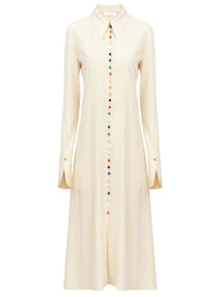 Robe longue à boutons multicolores en soie - Seedpearl Beige
