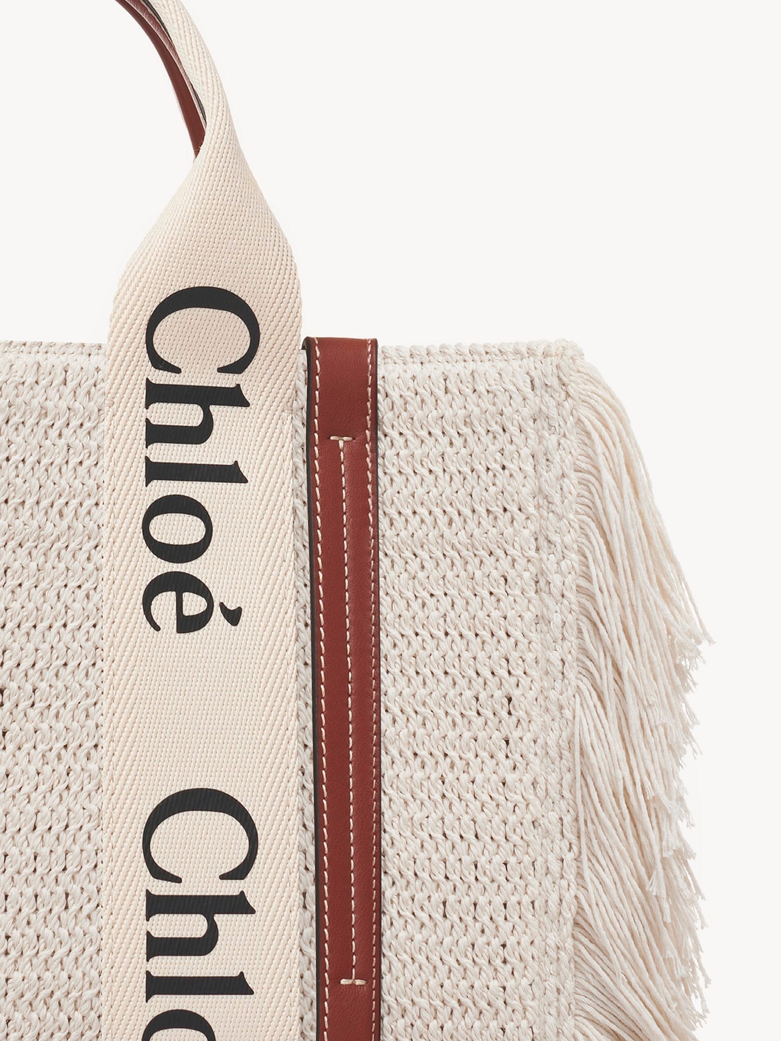 Petit sac cabas franges Woody à bandoulière - Sepia Brown