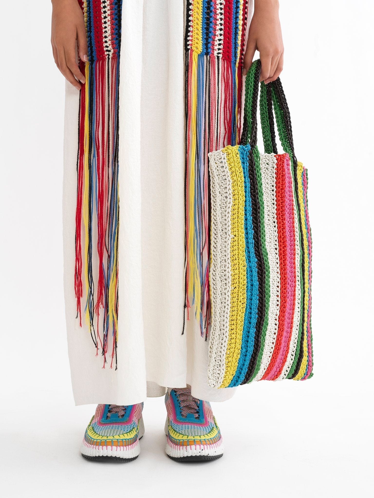 Sac cabas nord en cuir - Multicolor White