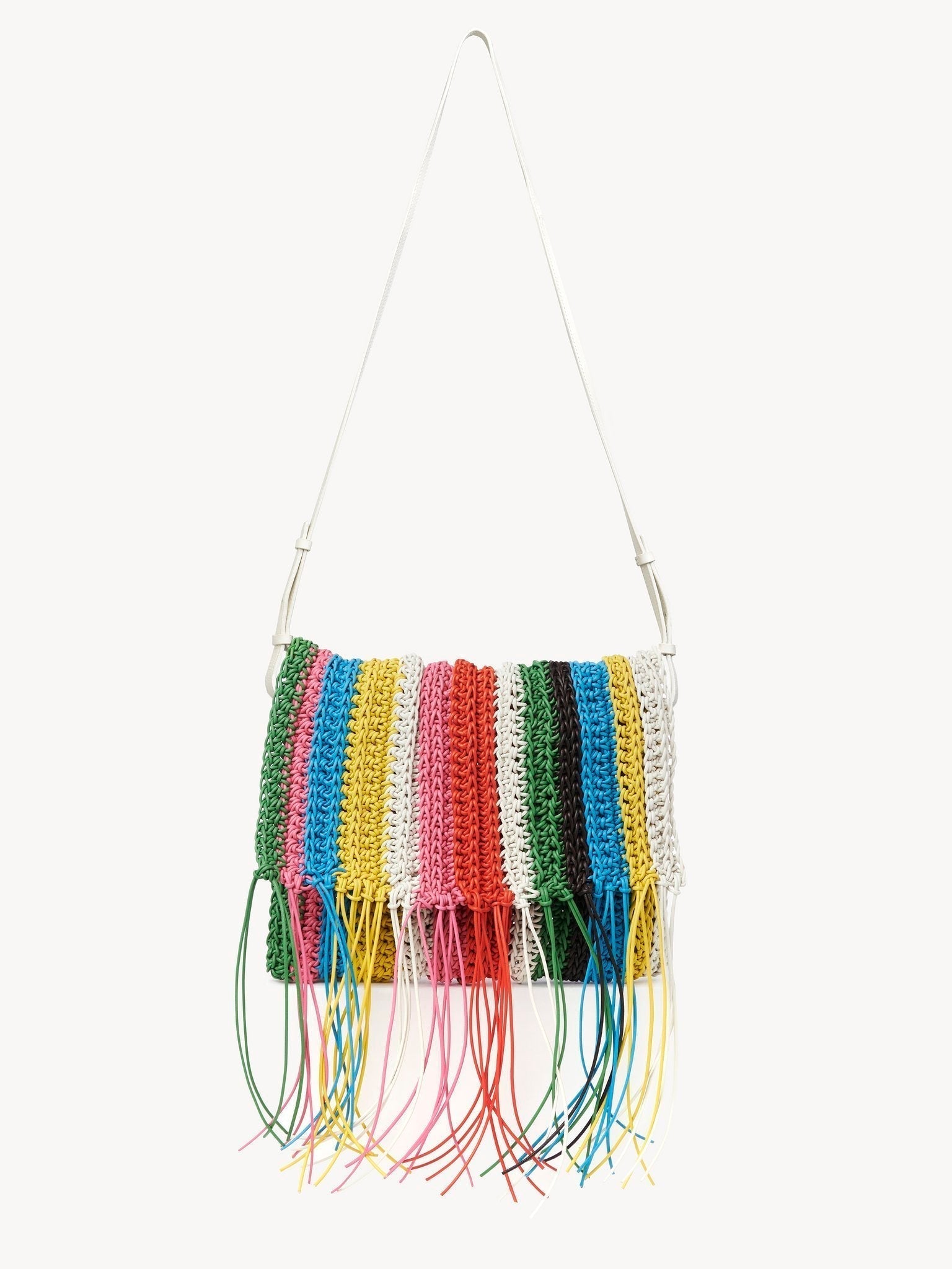 Sac pochette Knit en cuir - Multicolor White