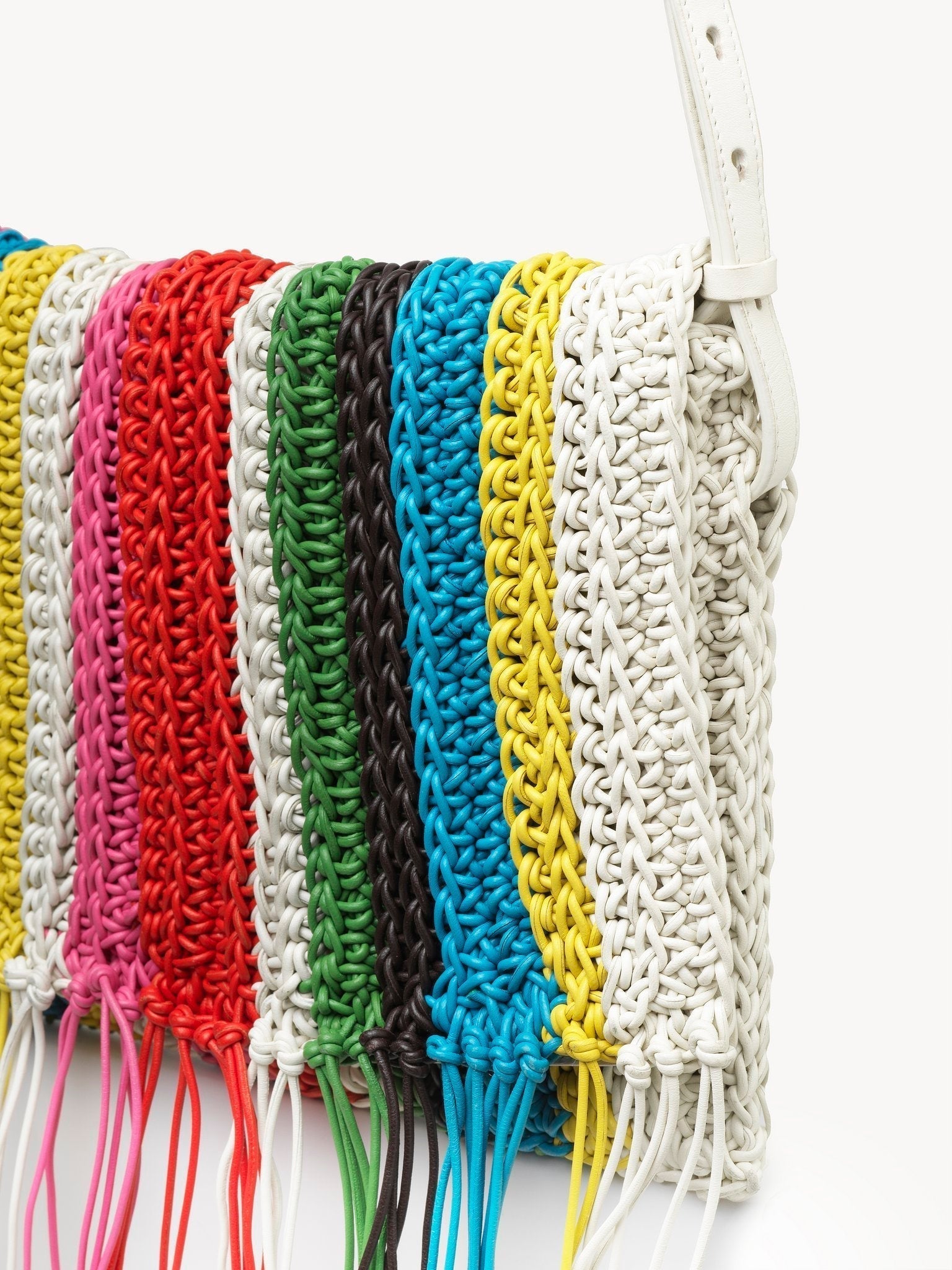 Sac pochette Knit en cuir - Multicolor White