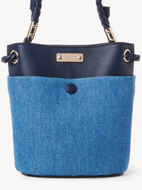 Petit sac seau Key en lin - Navy