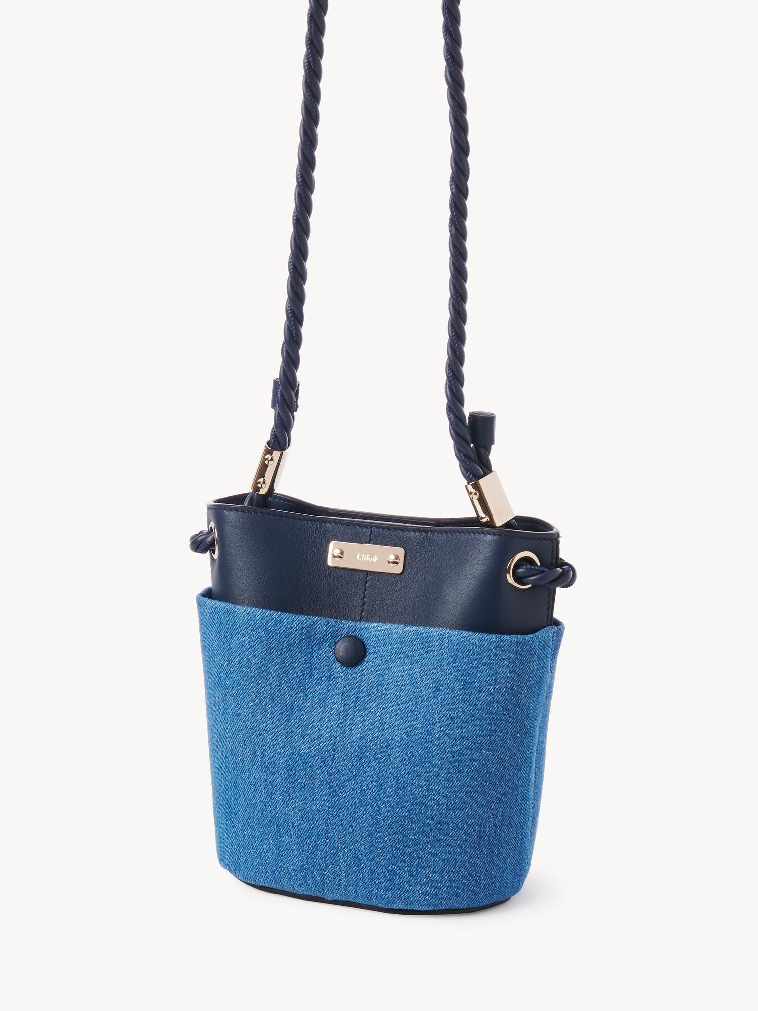 Petit sac seau Key en lin - Navy