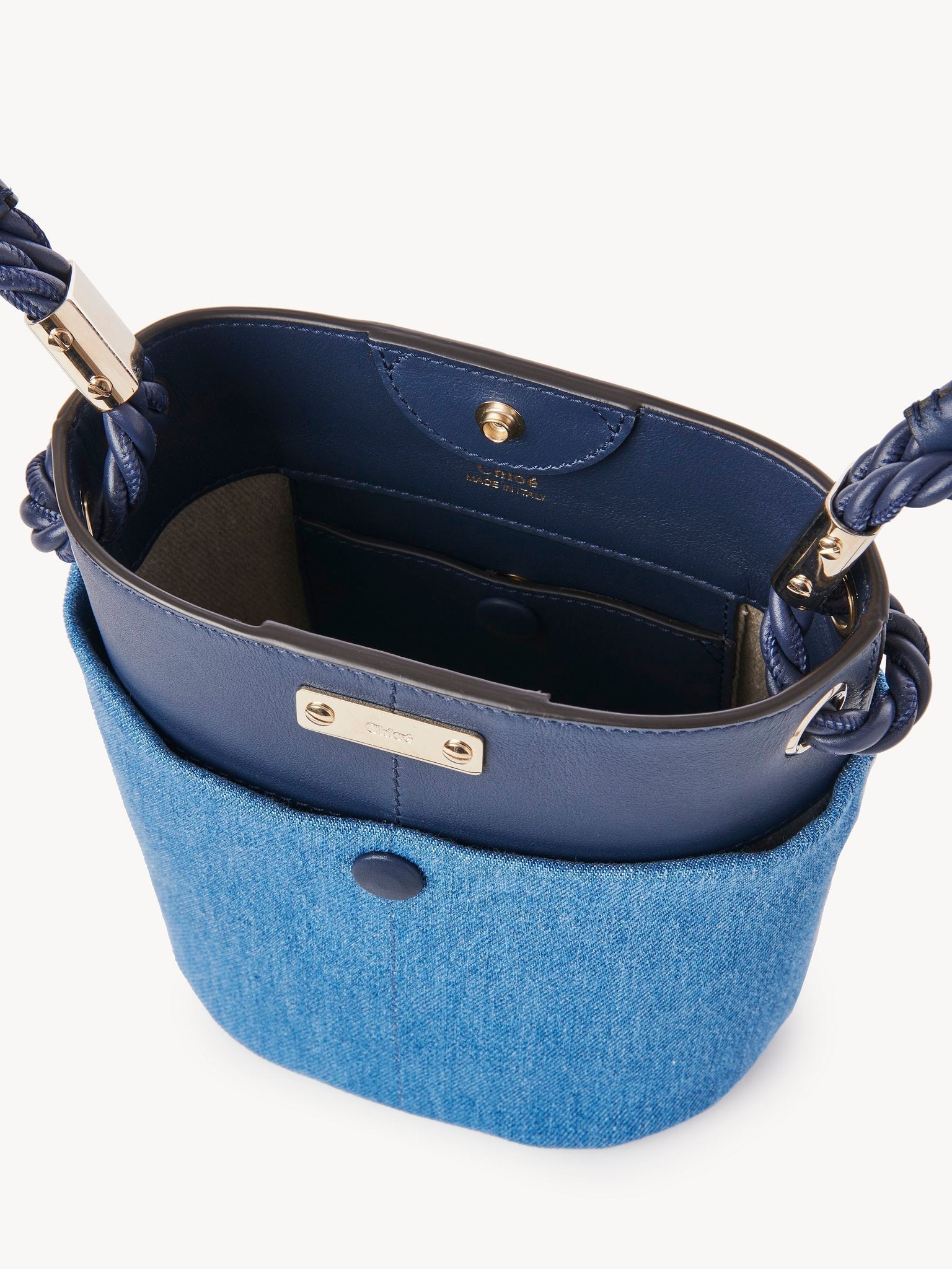 Petit sac seau Key en lin - Navy