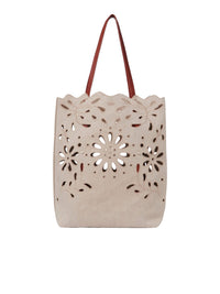 Grand sac cabas Nord-Sud Kamilla en lin - Sepia Brown