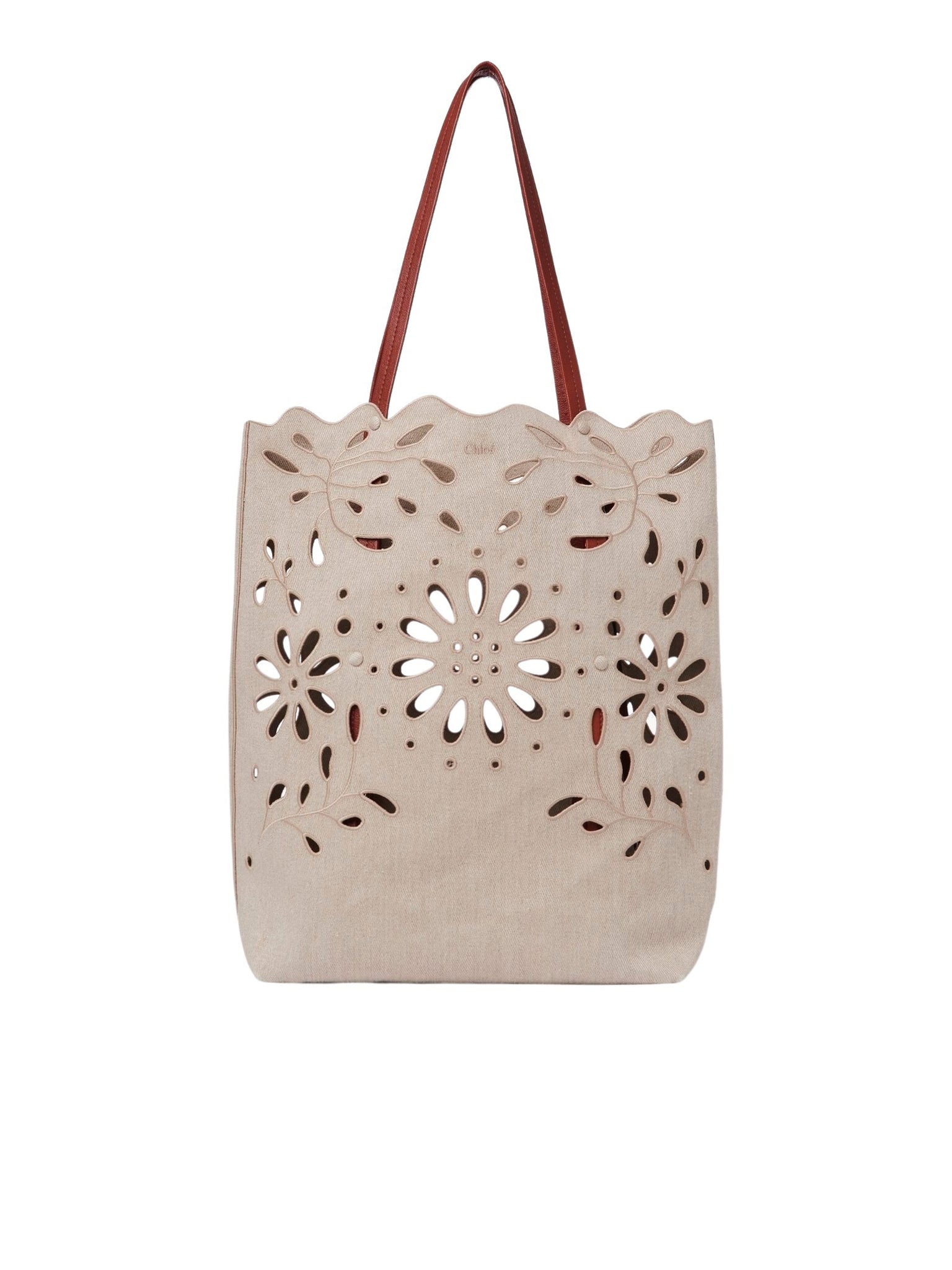 Grand sac cabas Nord-Sud Kamilla en lin - Sepia Brown