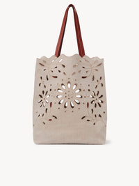 Grand sac cabas Nord-Sud Kamilla en lin - Sepia Brown