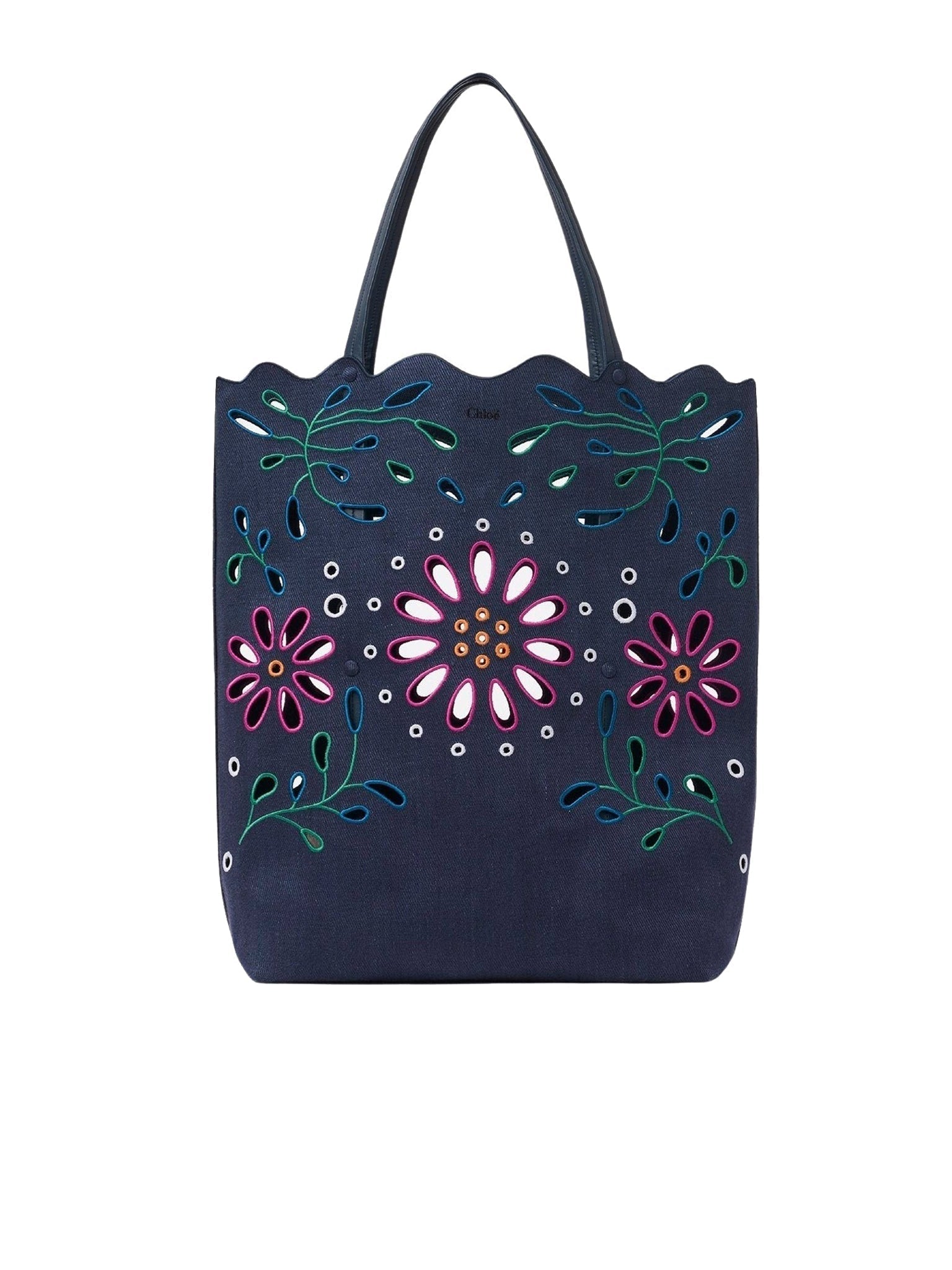 Grand sac cabas Nord-Sud Kamilla en lin - Navy
