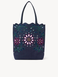Grand sac cabas Nord-Sud Kamilla en lin - Navy