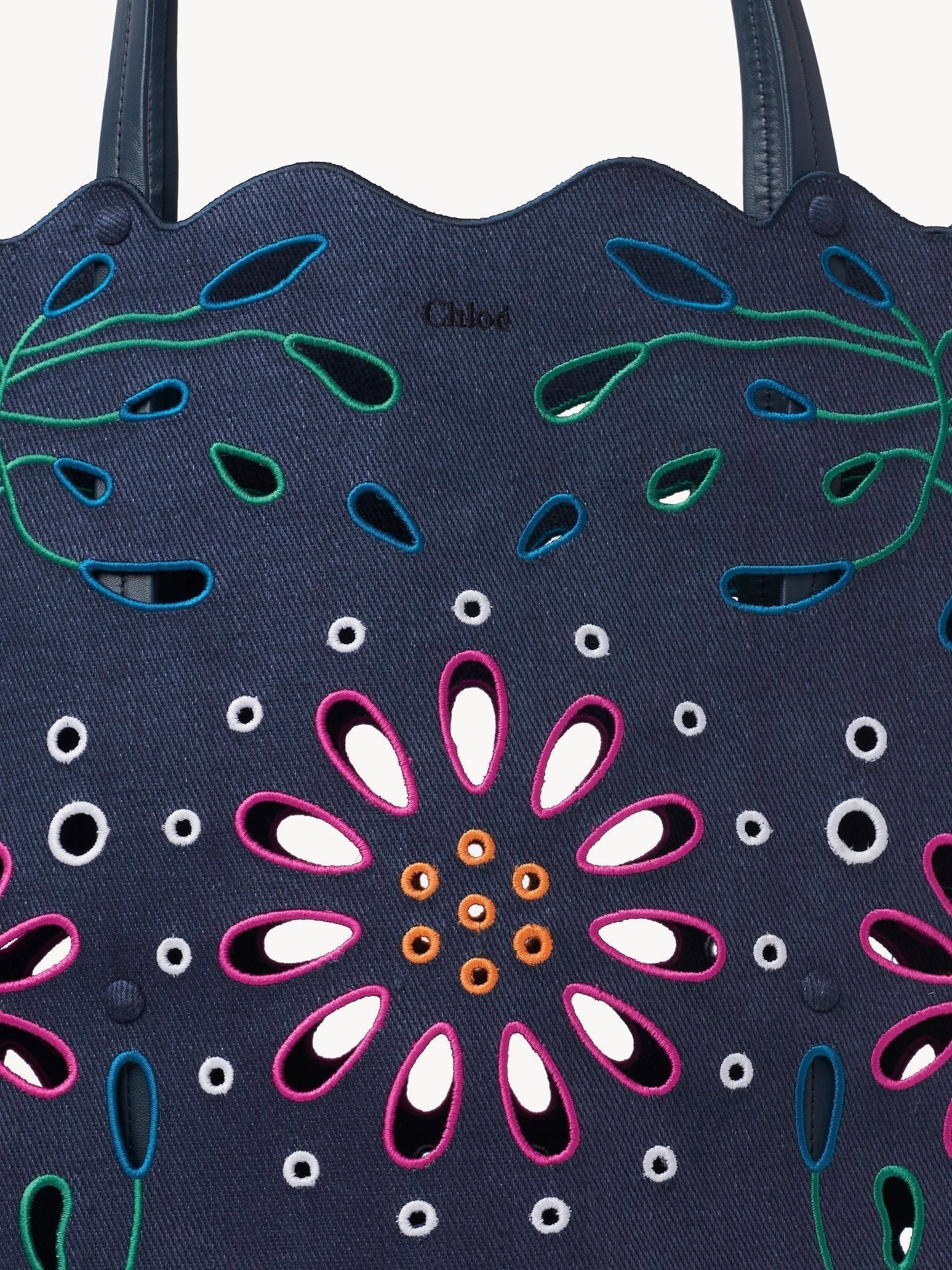Grand sac cabas Nord-Sud Kamilla en lin - Navy