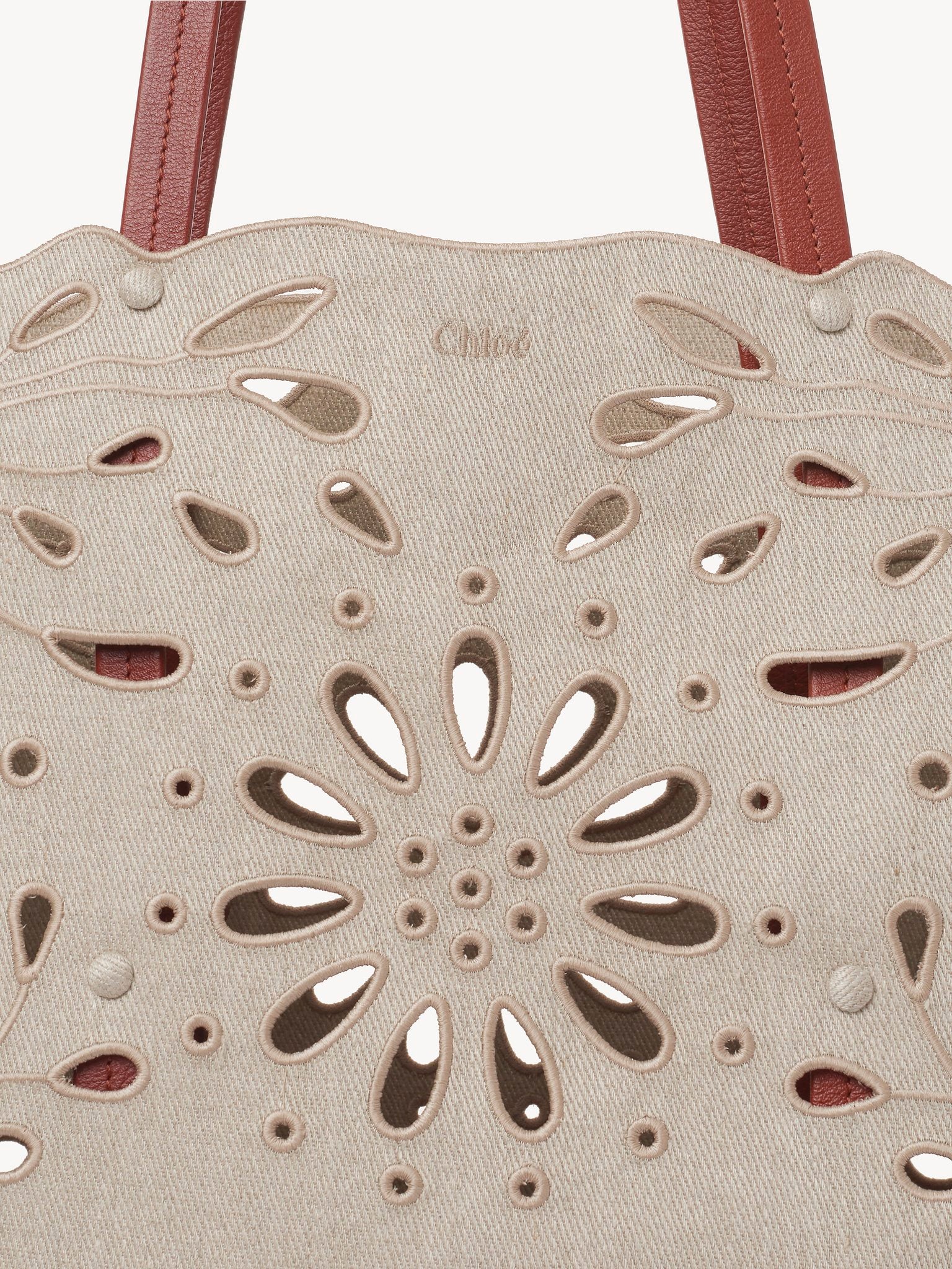 Sac cabas est-ouest Kamilla en cuir et lin - Sepia Brown