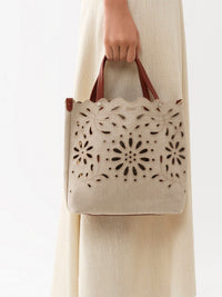 Sac cabas Nord-Sud Kamilla en lin - Sepia Brown
