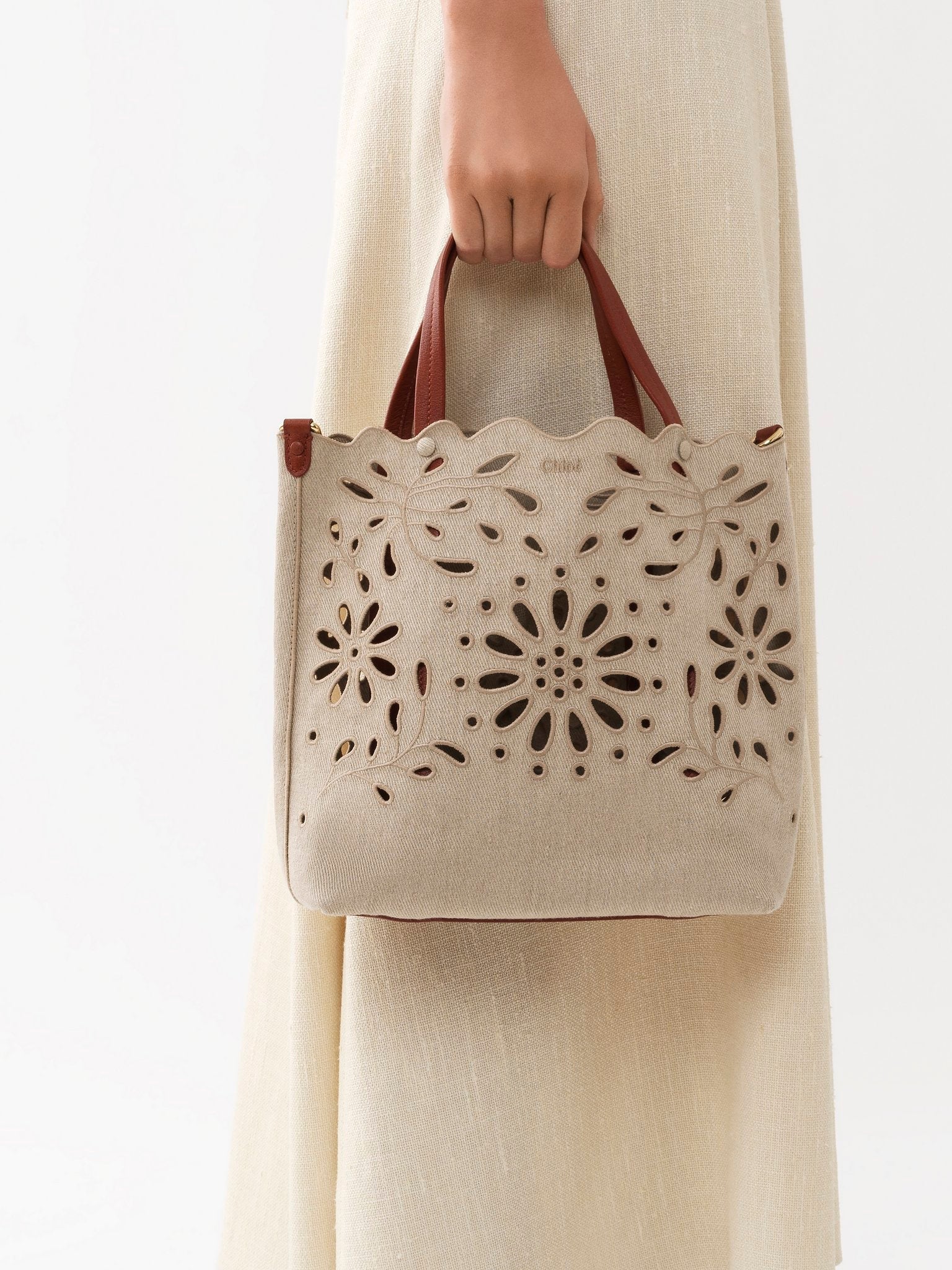Sac cabas Nord-Sud Kamilla en lin - Sepia Brown