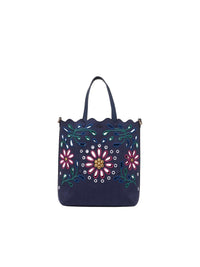 Sac cabas Nord-Sud Kamilla en lin - Navy