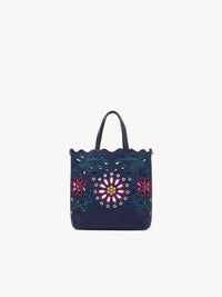 Sac cabas Nord-Sud Kamilla en lin - Navy