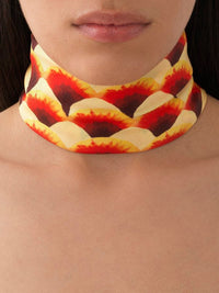 Foulard festons multicolores en soie - Multicolor Orange