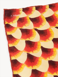 Foulard festons multicolores en soie - Multicolor Orange