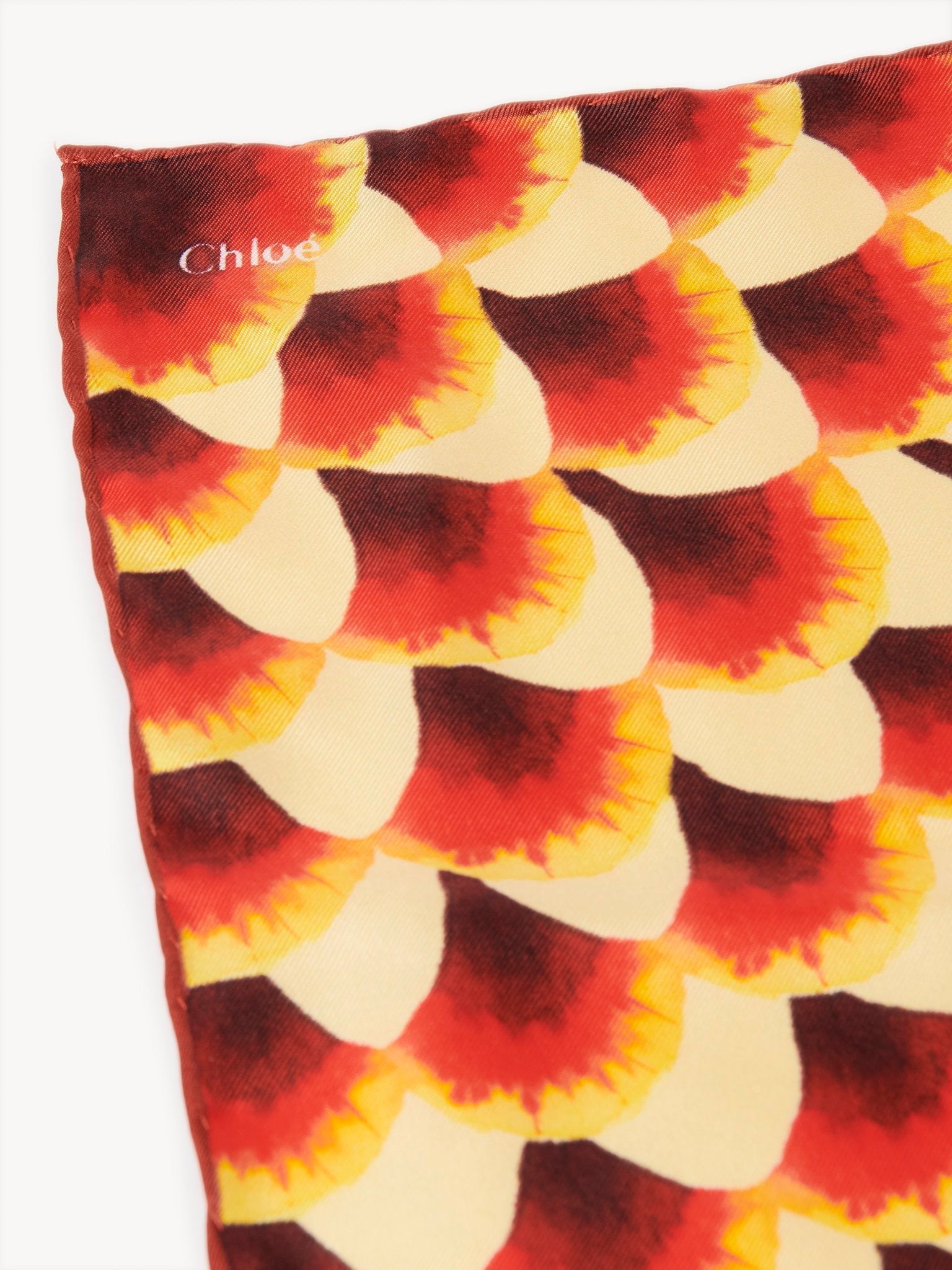 Foulard festons multicolores en soie - Multicolor Orange