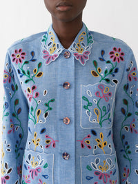 Chemise à fleurs oversize - Downy Blue
