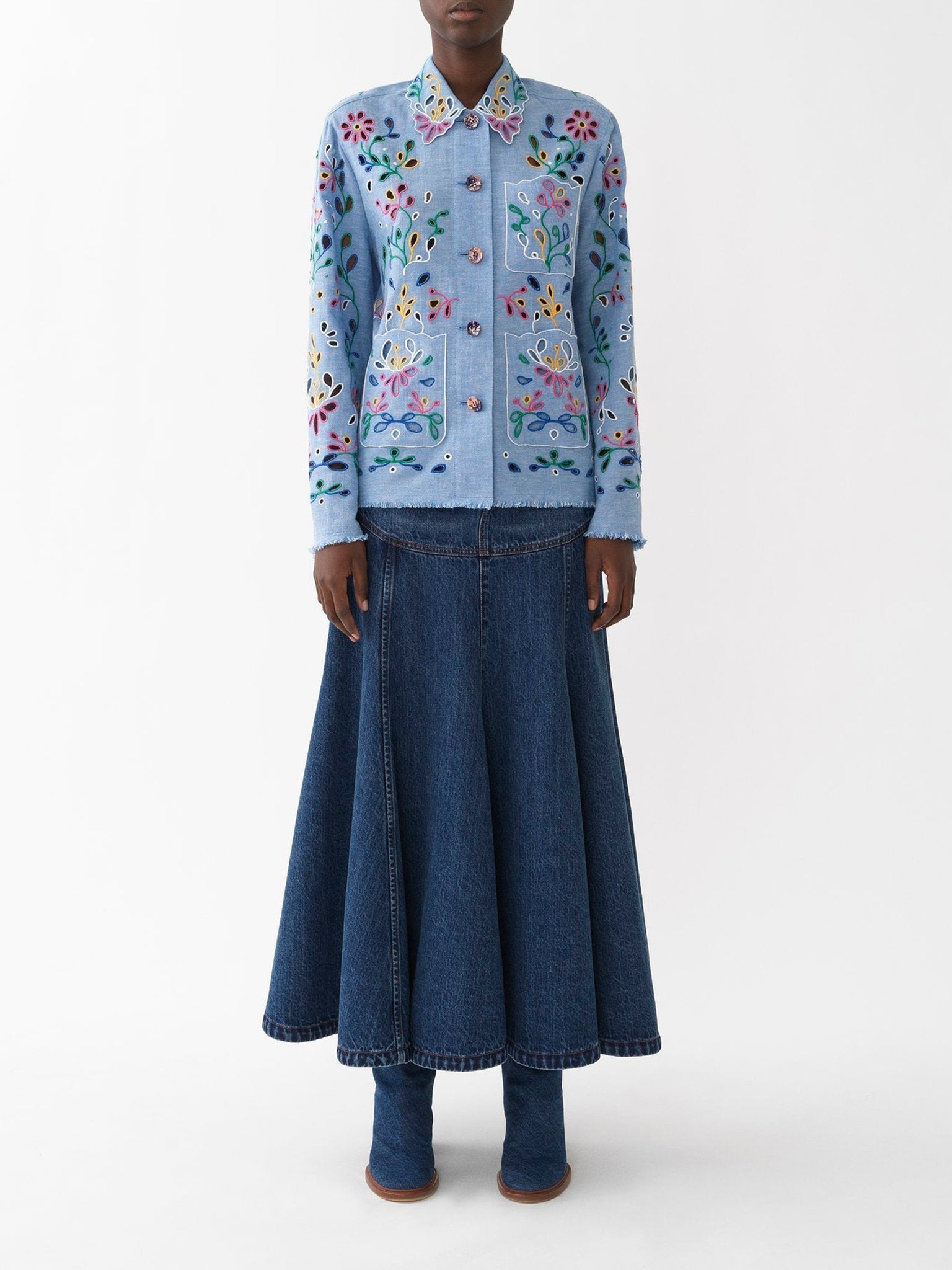 Chemise à fleurs oversize - Downy Blue