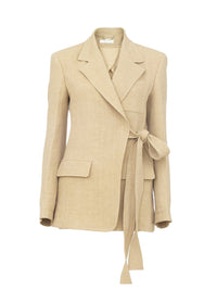 Veste à fermeture à cravate en lin - Pastel Pink