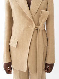 Veste à fermeture à cravate en lin - Pastel Pink