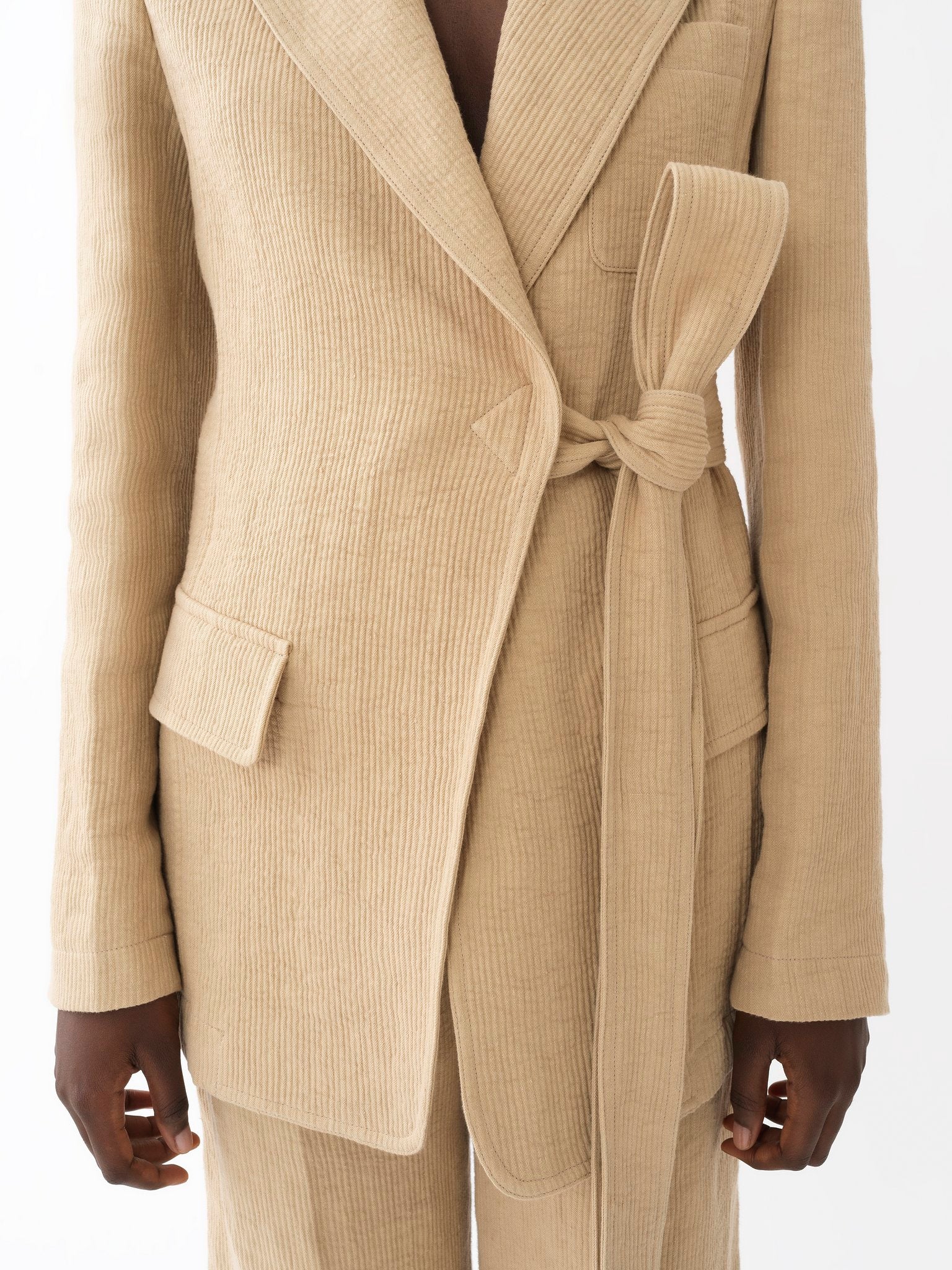 Veste à fermeture à cravate en lin - Pastel Pink