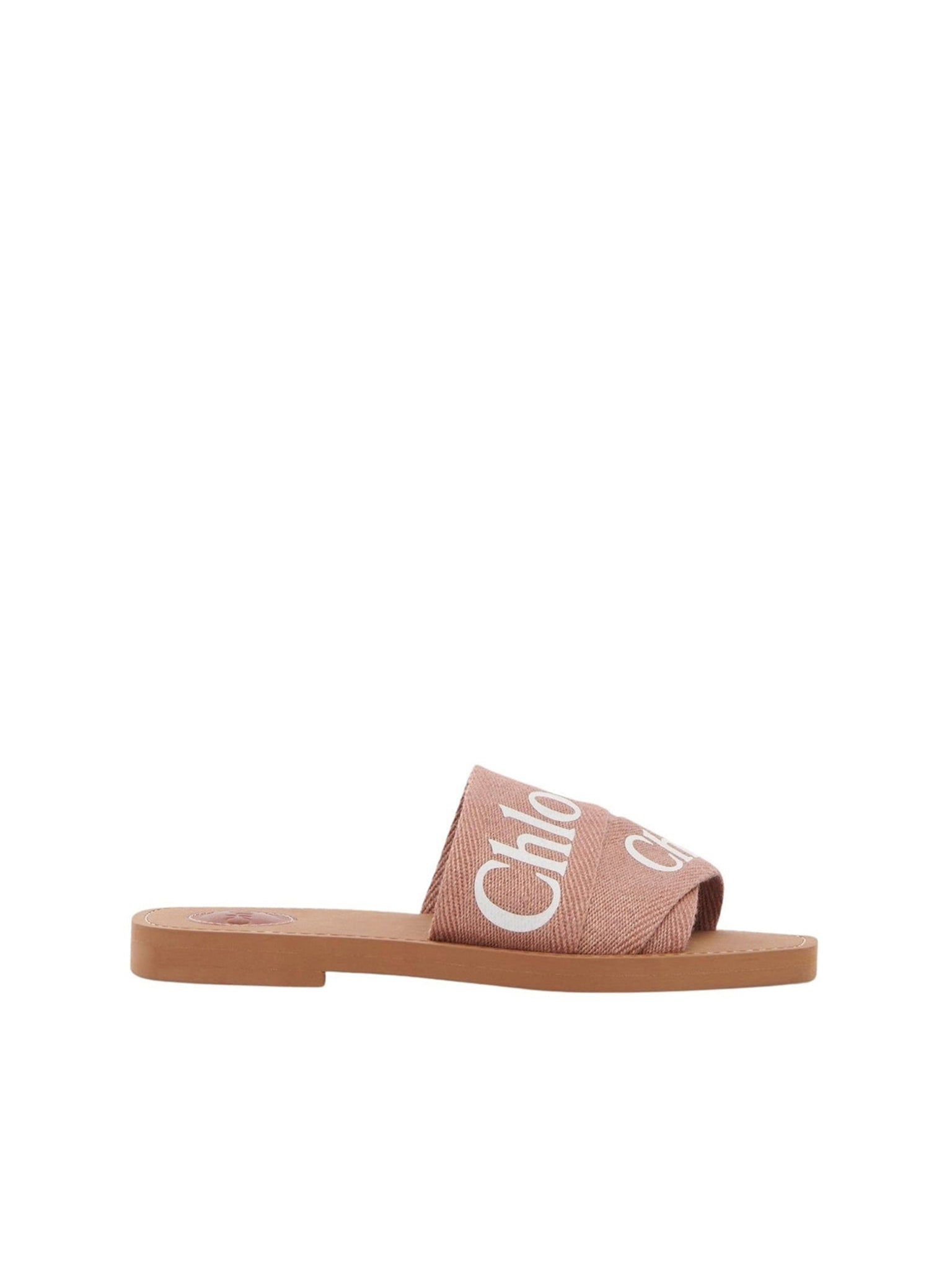 Mules plates Woody en lin - Pink Tea