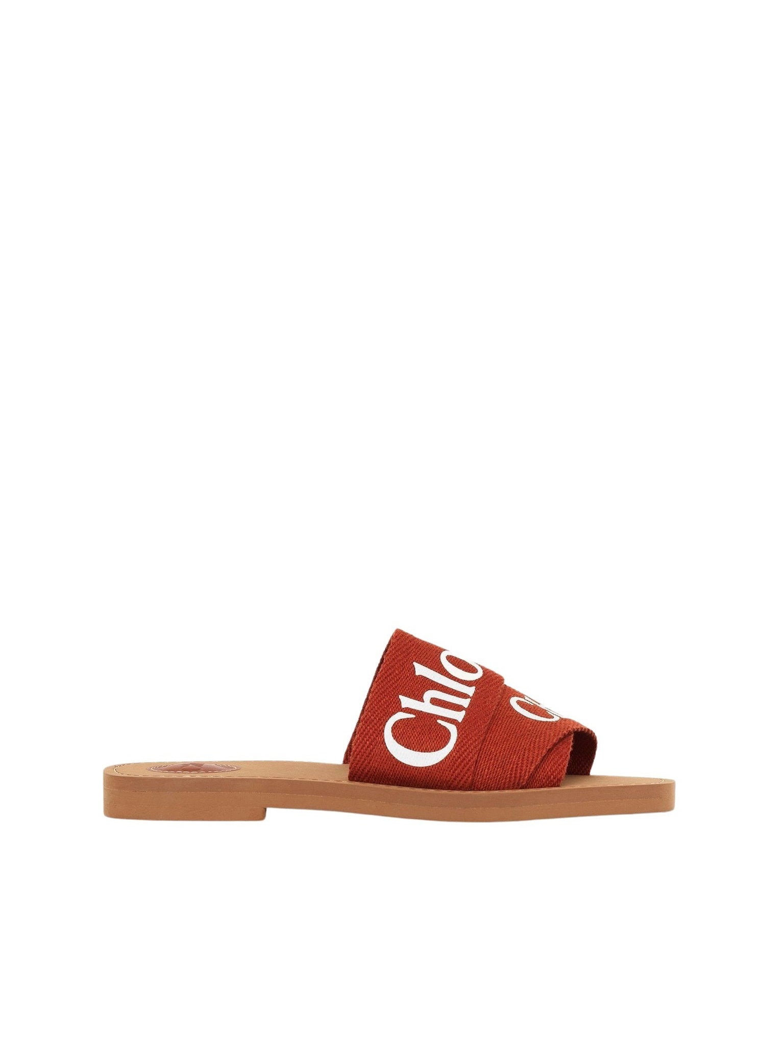 Mules plates Woody en lin - Terracotta Red