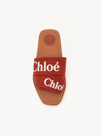 Mules plates Woody en lin - Terracotta Red