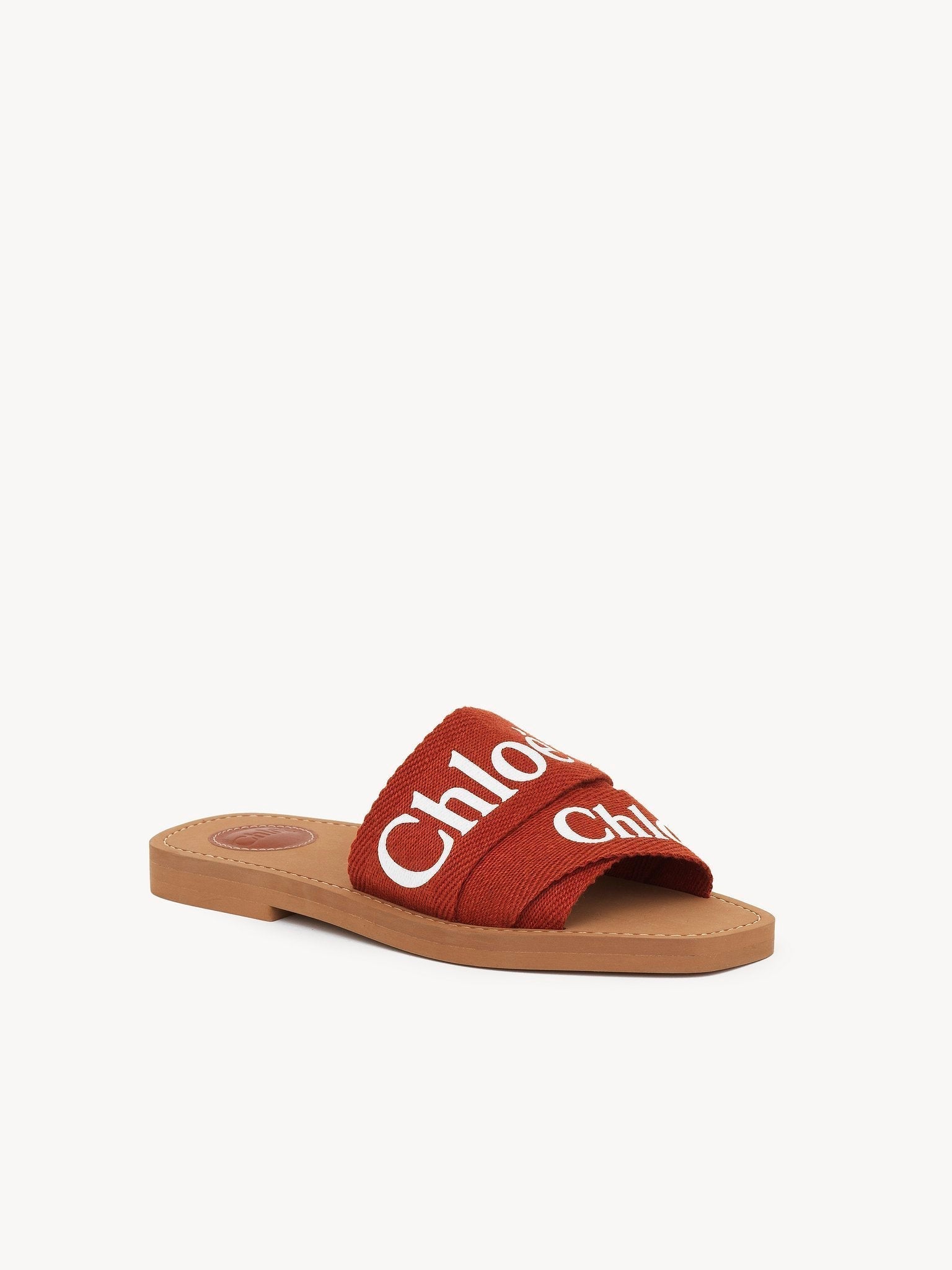 Mules plates Woody en lin - Terracotta Red