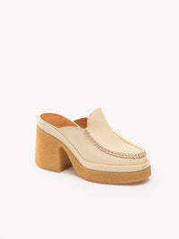 Mules Jamie à talons en cuir semi-brillant - Blanc