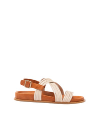 Sandales Kacey plates en cuir - Coquille D'Oeuf