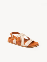 Sandales Kacey plates en cuir - Coquille D'Oeuf