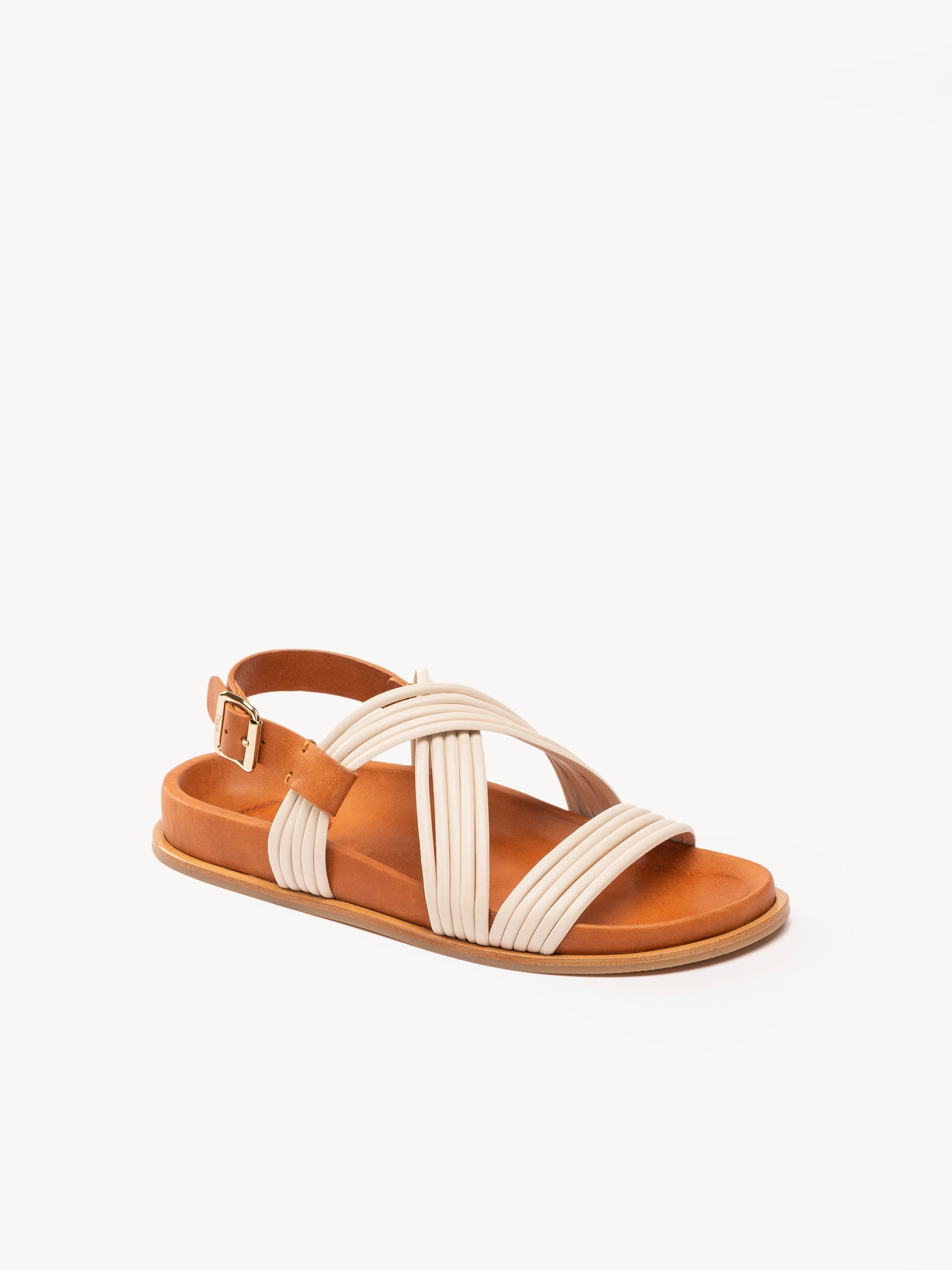 Sandales Kacey plates en cuir - Coquille D'Oeuf