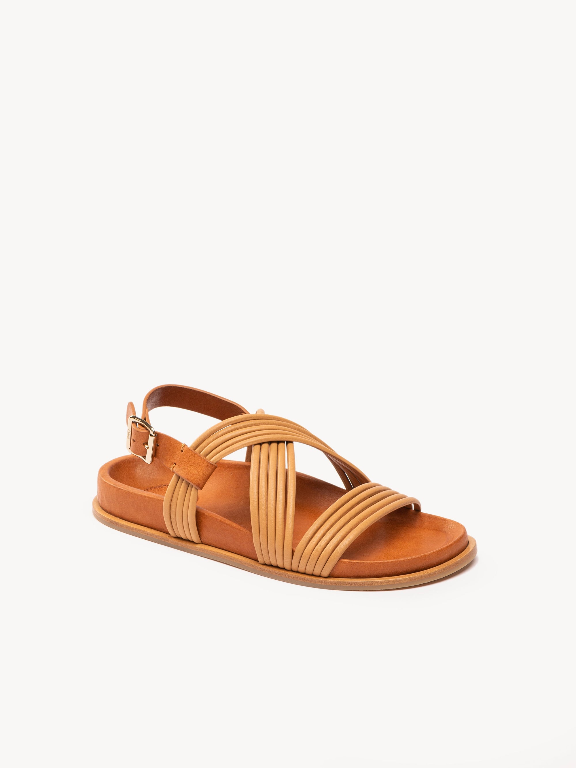 Sandales Kacey plates en cuir nappa - Quiet Brown