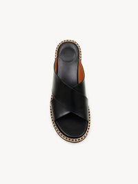 Mules compensées Laia en cuir - Black
