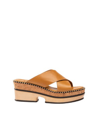 Mules compensées Laia en cuir - Quiet Brown