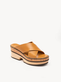 Mules compensées Laia en cuir - Quiet Brown