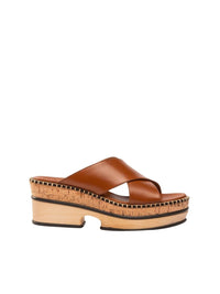 Mules compensées Laia en cuir - Ochre Delight