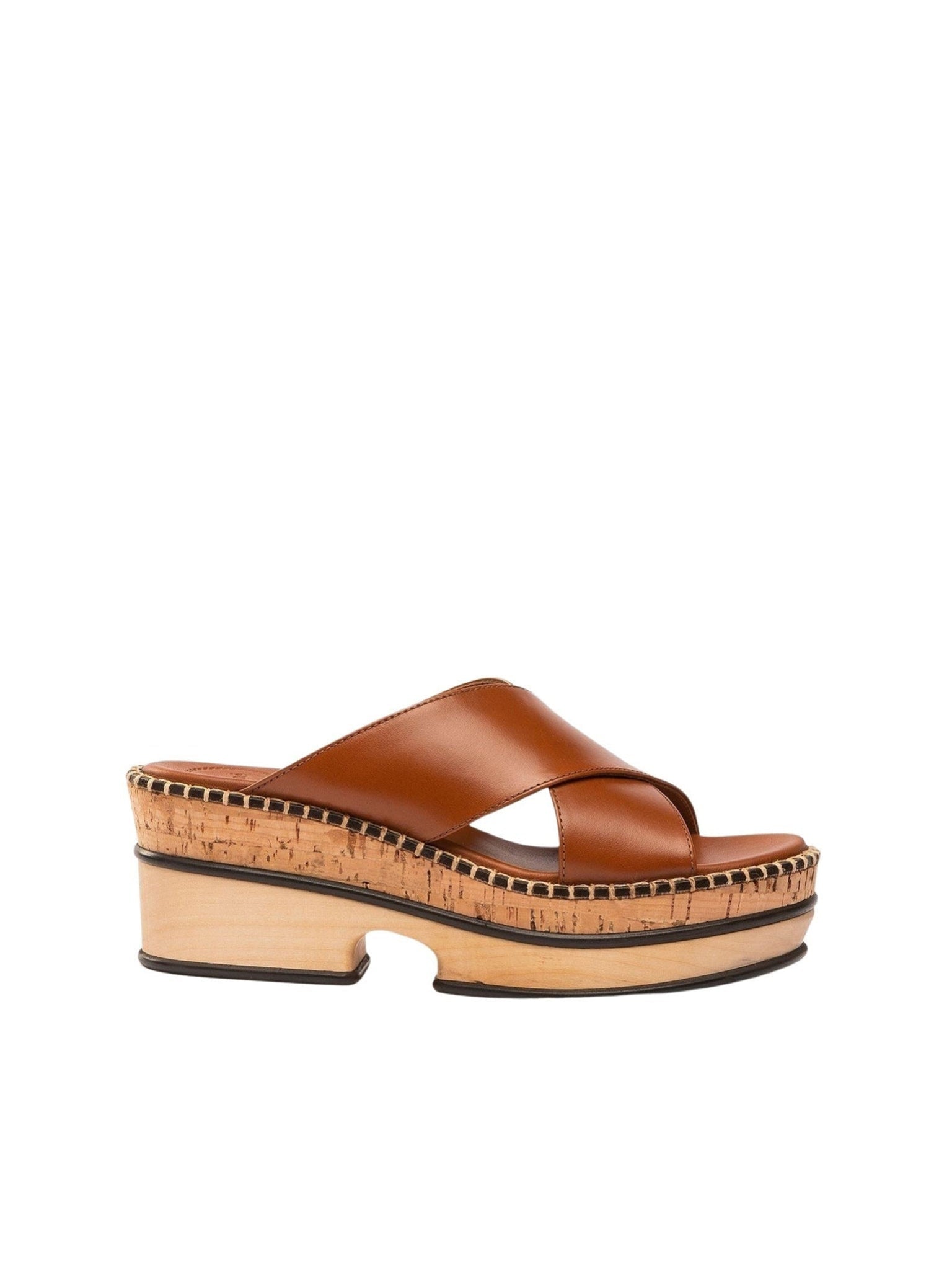 Mules compensées Laia en cuir - Ochre Delight