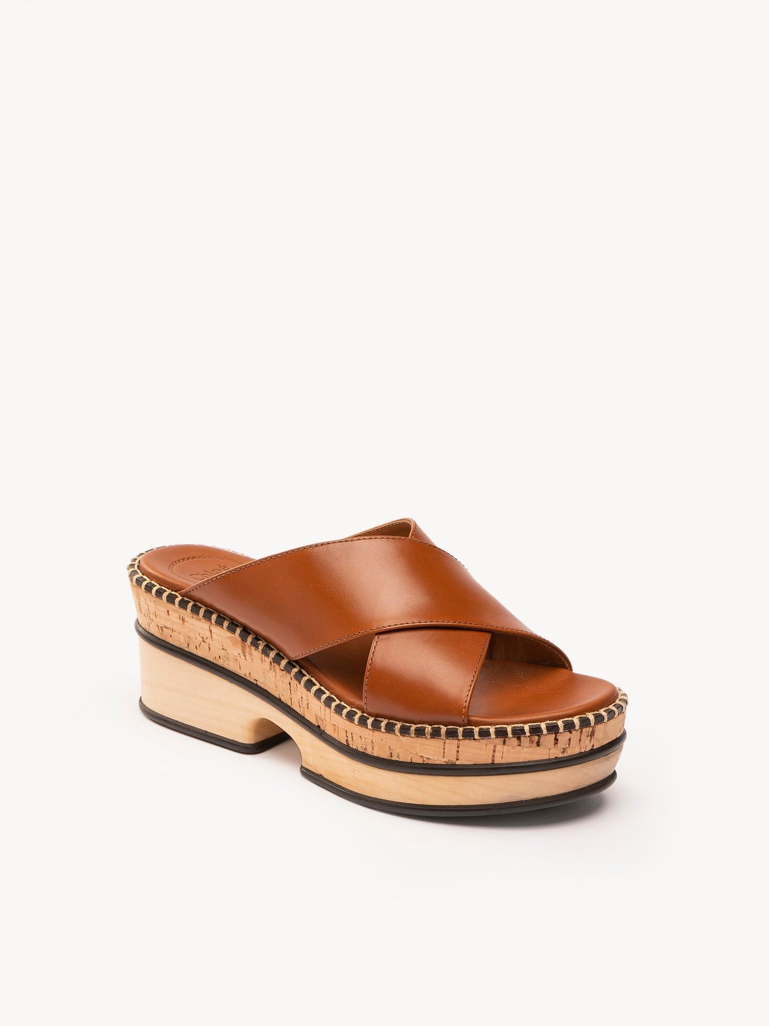 Mules compensées Laia en cuir - Ochre Delight