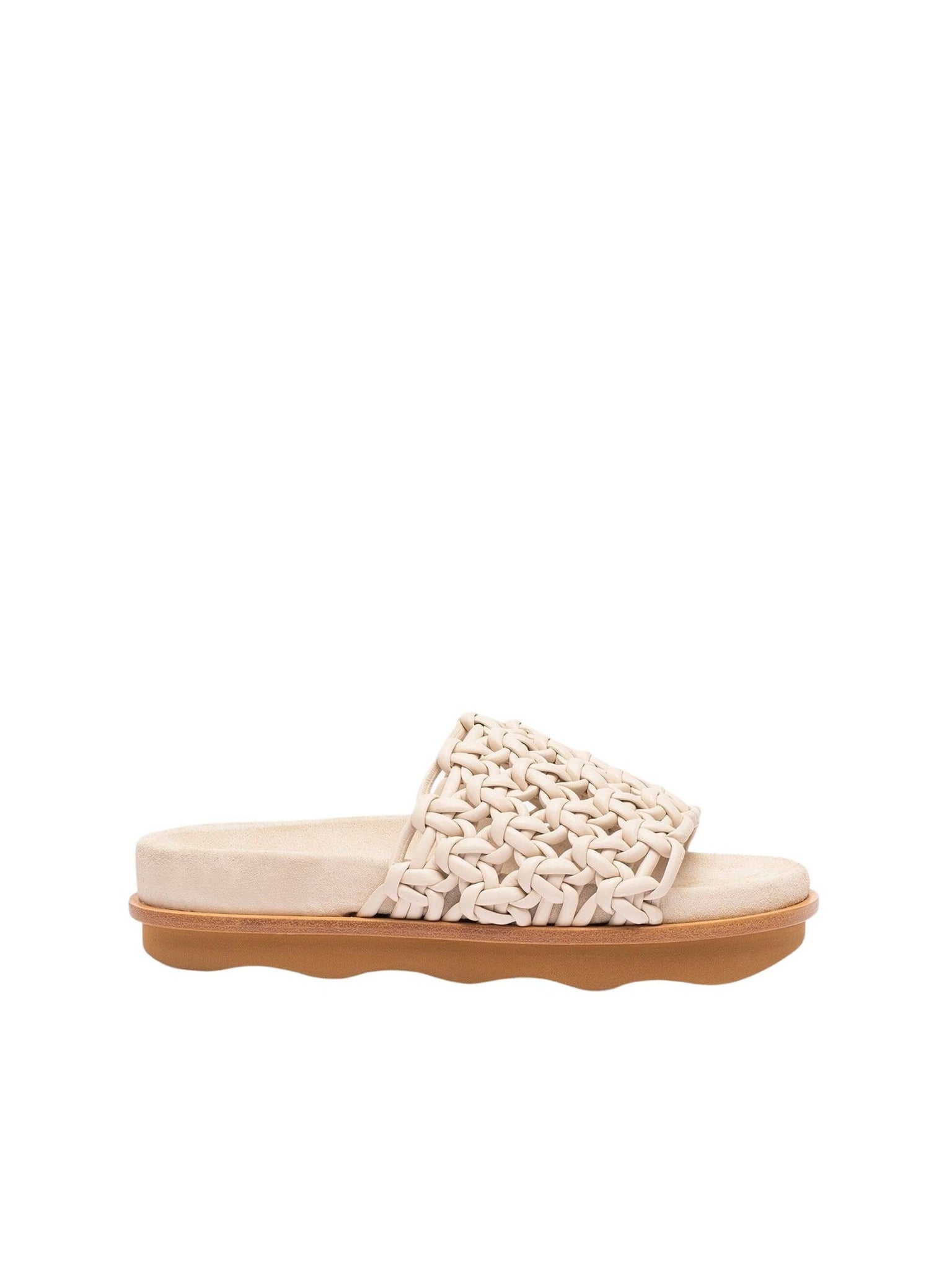 Mules tressées Wavy en cuir - Eggshell