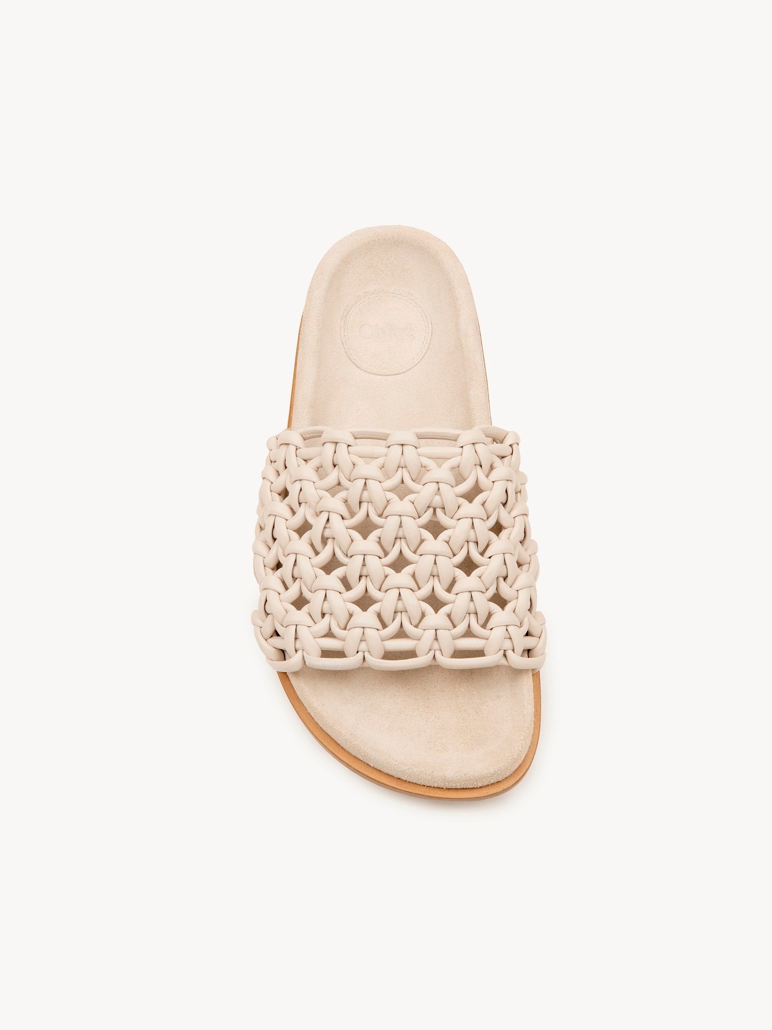 Mules tressées Wavy en cuir - Eggshell