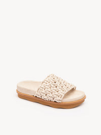 Mules tressées Wavy en cuir - Eggshell