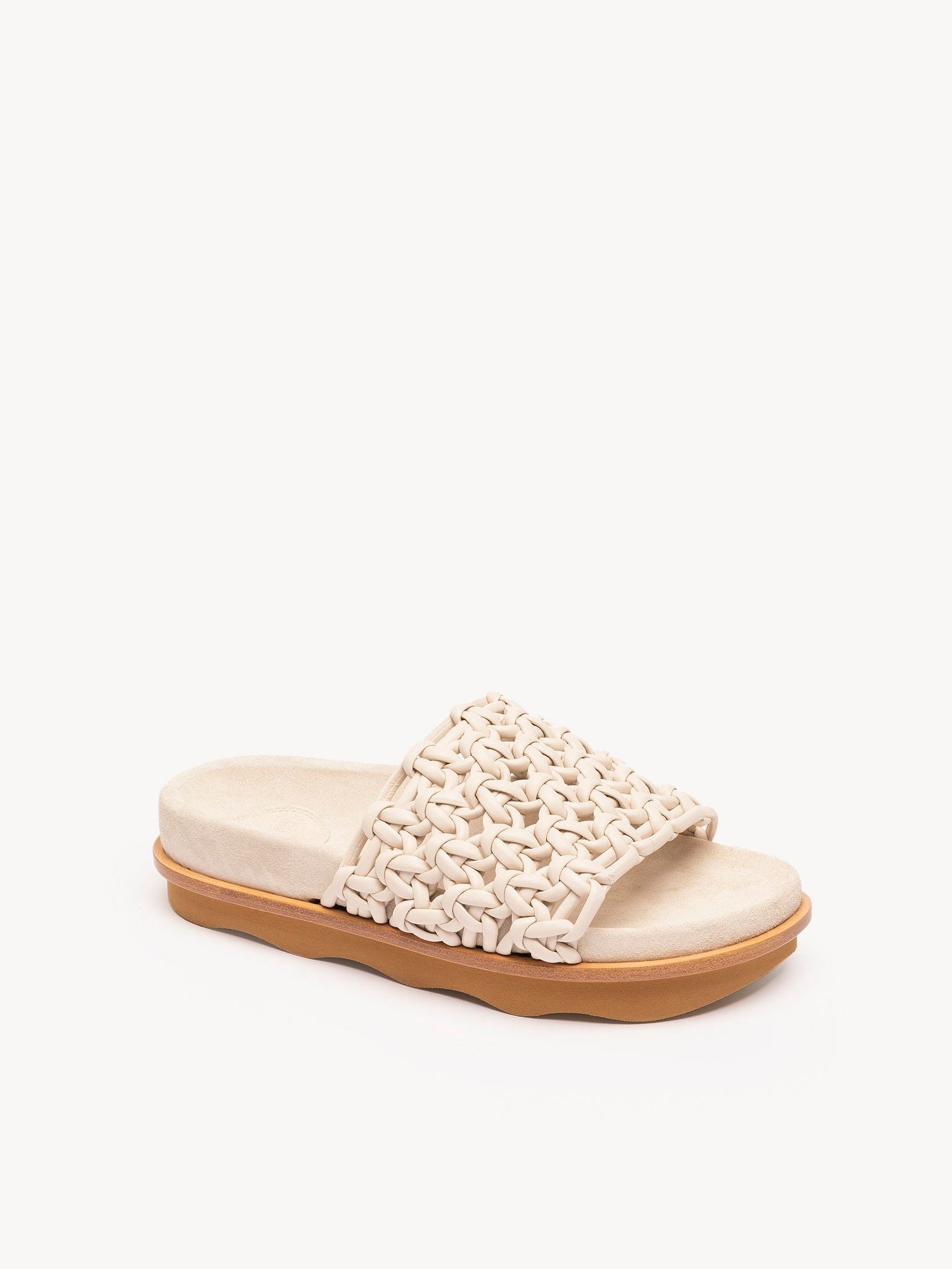 Mules tressées Wavy en cuir - Eggshell