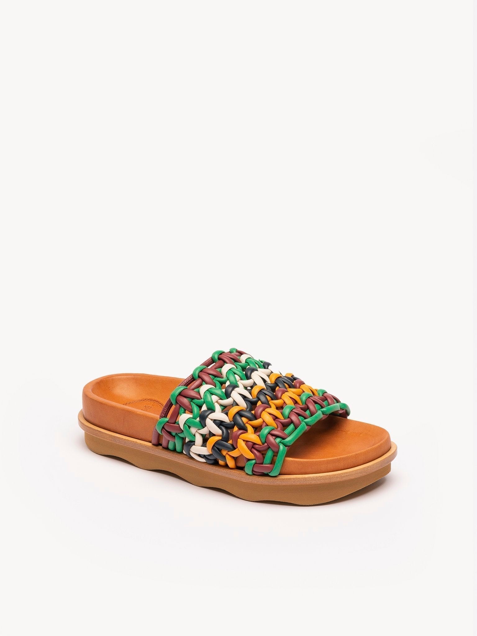 Mules Wavy en cuir - Multicolor Brown