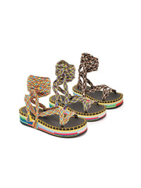 Sandales Lou à triples lacets - Multicolor