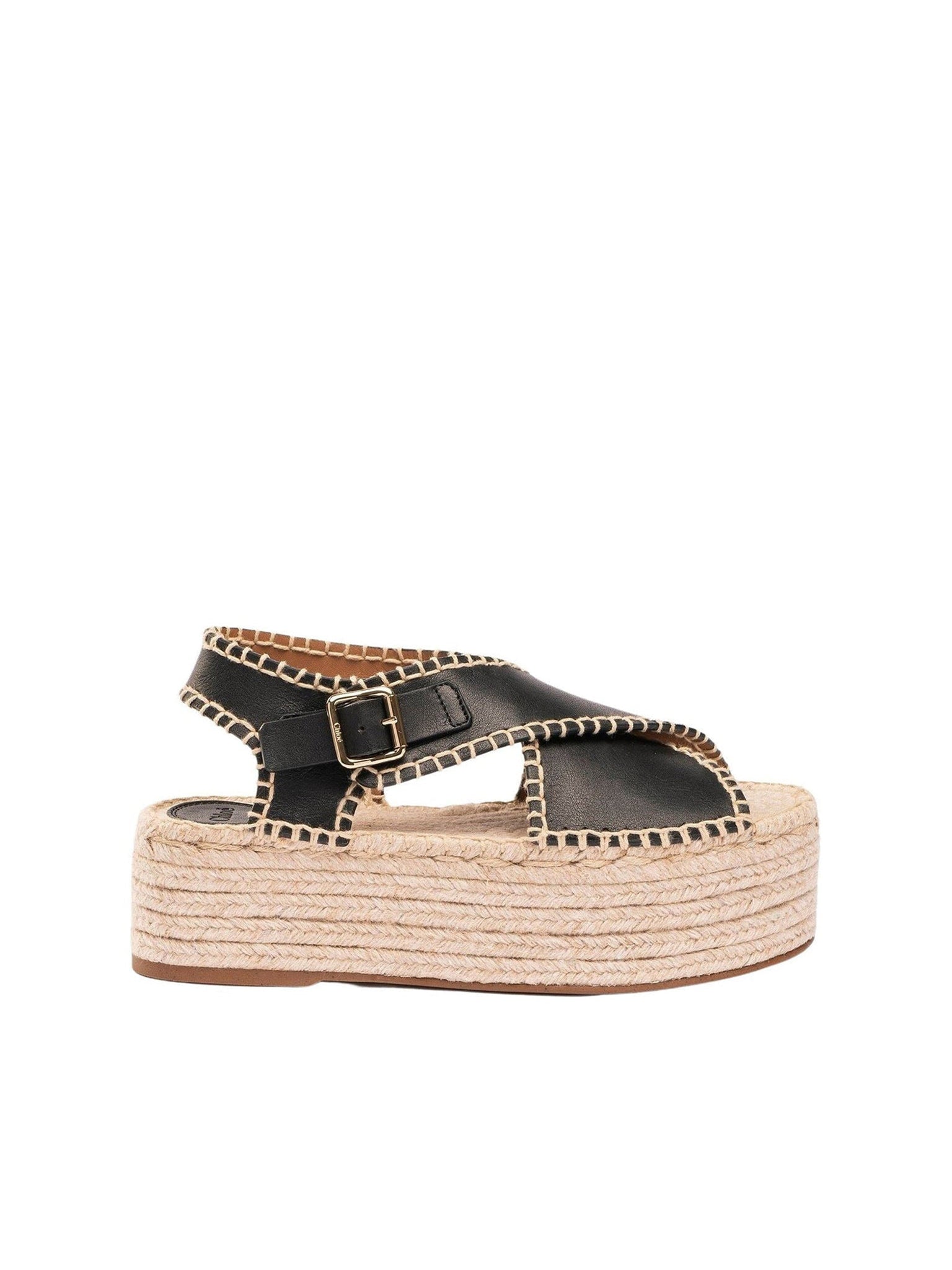 Espadrilles compensées Lucinda en cuir - Black